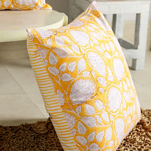 Image of Ravaiyaa - Attitude is everything Cotton Hand Block Printed Soft Cushion Cover Pillow Case 16 inch Square Cushion Sham Set of 2 Piece