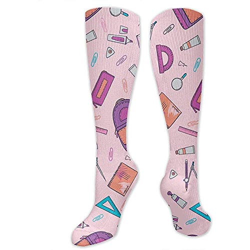 Preisvergleich Produktbild PPPPPRussell Novelty Socks Kniestrümpfe Schulmuster Design Mit Schulmaterial Socken Sport Sportliche Socken Schlauchstrümpfe Lange Socken Lustige Socken Für Männer Frauen