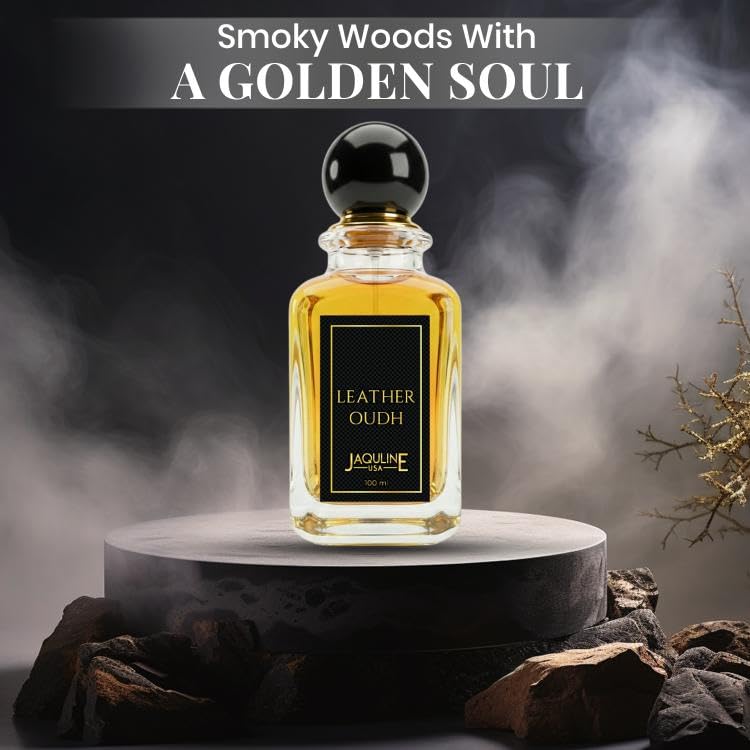 Image of JAQULINE USA Oudh Leather Perfume Premium Long Lasting EDP with Leather, Woody Notes & Amber - 100ml