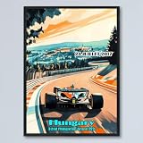 Vintage Style Grand Prix Auto Racing Poster - Hungary- JUILLET 2017-32nd Hungarian Grand Prix- Race Unframed Wall Art Print Poster For Gifts and Wall Art Decor for Living Room, Office zeROEh
