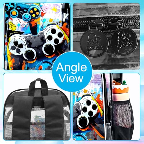 Image of KLFVB 3PCS Clear Backpack for Girls and Boys, Kids See Through Backpacks Stadium Approved, Transparent Bookbag for Elementary