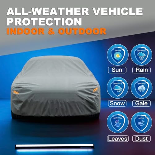 Image of Kayme Heavy Duty Car Cover Custom Fit Jaguar F-Type, Waterproof All Weather for Automobiles, Full Exterior Covers Rain Sun UV Protection.