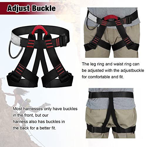 Foto von ENJOHOS Klettergurt, Absturzsicherung Sicherheitsgurt Taille, für Bergsteigen Sportklettern Baumklettern Feuerwehr Outdoor(schwarze)