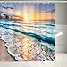 NYMB Ocean Shower Curtain, Sand Beach Wave Sea Water Pattern Set, Mildew Resistant Fabric Bathroom Decorations, Bath Curtains Hooks Included, 69X70 Inches