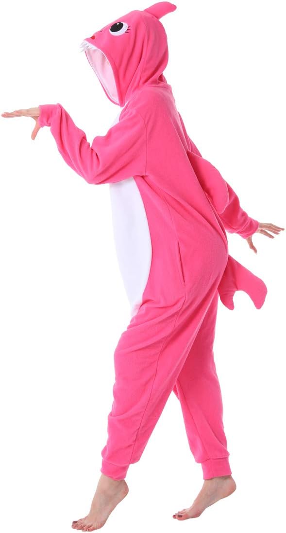 dressfan Cartoon Unisex Animal Grey Shark Costume Pajamas Adult Kids Teen Women Men - Image 5