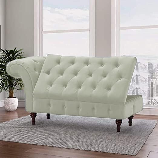 Image of Velvet Chaise Lounge Box Storage for Bedroom, Livingroom (Cream)