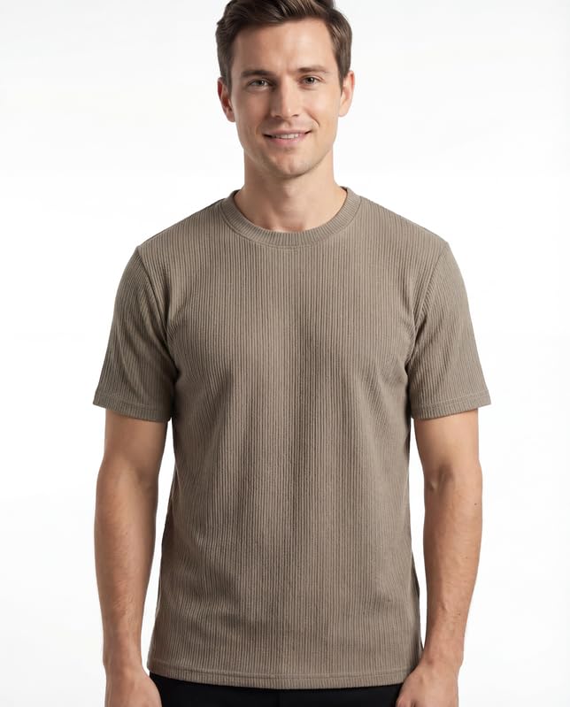 Image of Poly Cotton Frill Round Neck T-Shirt for Men | |