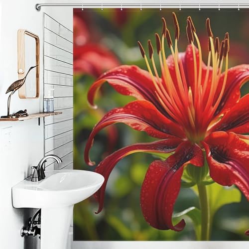 Rideau de douche fleur en tissu polyester lavable 183x183 cm - 6