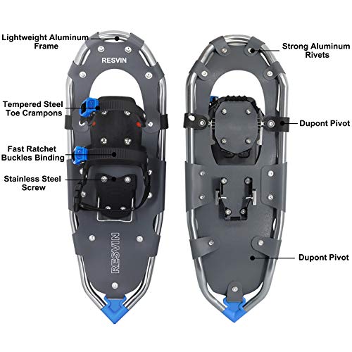 RESVIN Snow Shoes, Lightweight Aluminum Snowshoes for Men and Women, Adjustable Bindings Snowshoes with Carry Bag, 25" - Thumbnail 2