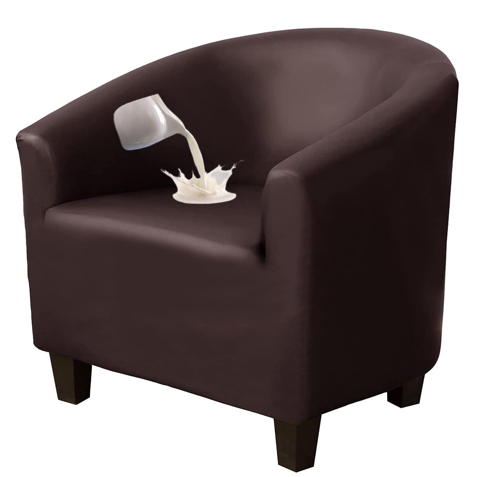 GUYIRT Waterproof Swivel Club Chair Slipcover, Faux Leather Tub Chair Cover, Barrel Chair Covers Slipcover 1 Piece, Arm Chair Cover for Living Room (coffee)