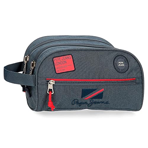Pepe Jeans Boy's Adaptable Two Compartment Toiletry Bag, Blue, One Size