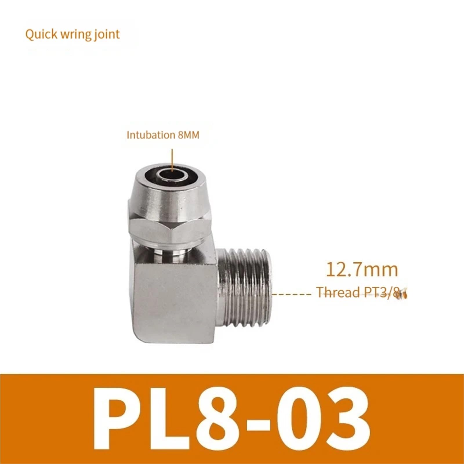 1 pieza PL OD4 6 8 10 12 mm accesorios neumáticos de cobre rosca macho 1/8 1/4 3/8 1/2 Traquea Quick Screw Joint (KPL8-03, 10 unidades)
