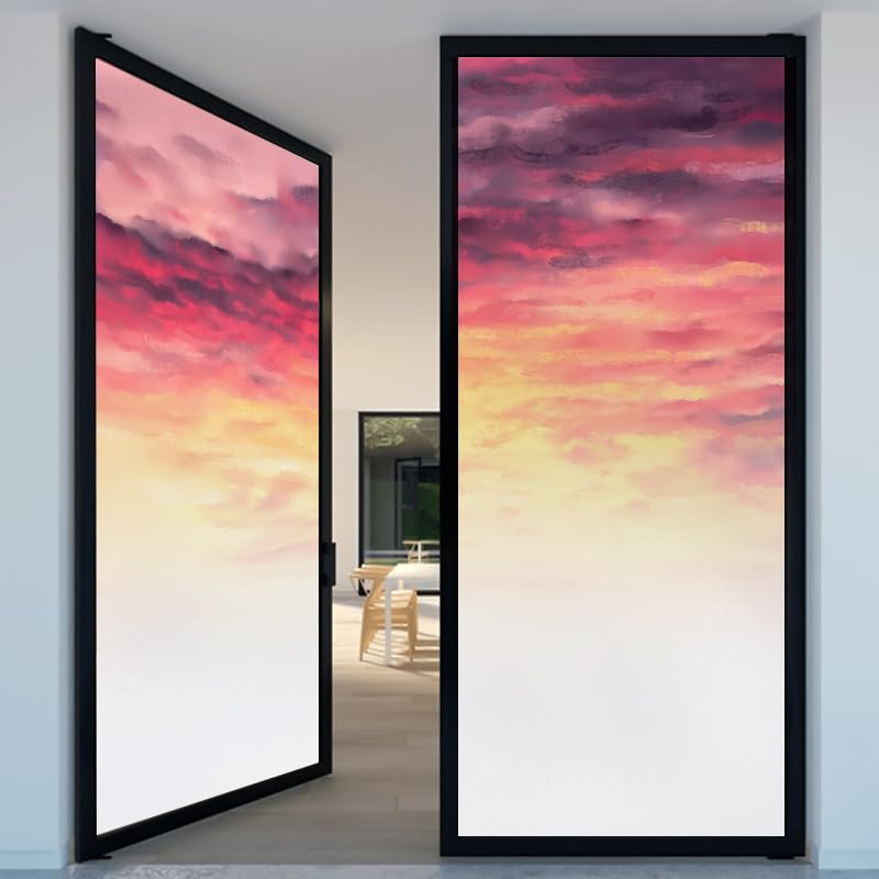 Fensterfolie Rosa Lila Gelb Milchglasfolie Fensterfolie Milchglas Selbstklebend Fensterfolie Sichtschutz Blickdicht Fenster Sichtschutzfolie Folie für Fenster Fensterfolie Bad 80x200cm/2 Pcs