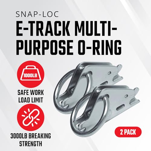 SNAP-LOC, E Track O Ring, Tie Down Anchors, Made of Heavy Duty Steel and Zinc Plating, 3000 lb Break, Pack with 2 Rings