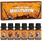 SALUBRITO Halloween Fragrance Oils Set, Funny Essential Oils Gift Set for Diffuser, Candle, Soap Making Scents, Pumpkin Pie, Spiced Cider, Caramel Apples, Candy Corn, Snickerdoodle, Witch's Brew