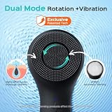 COSLUS FBS03 Face Scrubber Facial Cleansing Brush: 2 in 1 Spin and Vibration Patented, Silicone Electric Exfoliator Scrubber with Automatic Foaming, Waterproof Face Cleanser Brush for Men and Women