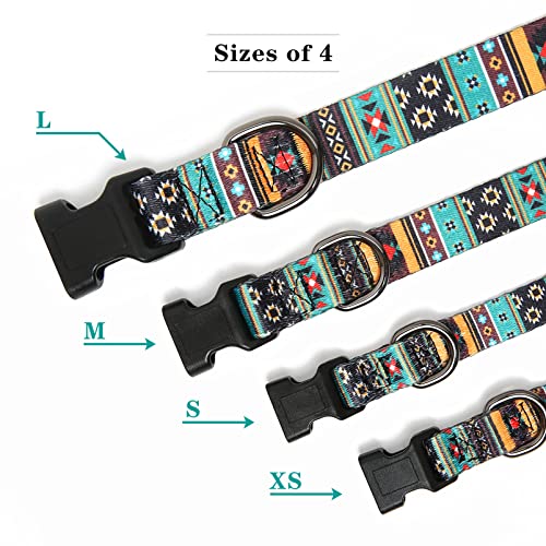 HEELE Hundehalsband, Hunde Halsband für Welpen Kleine Mittlere Große Hunde, Gemustertes Hundehalsbänder Verstellbares, Komfort, Robustem HundeHalsband, Bohemian Cyan, S