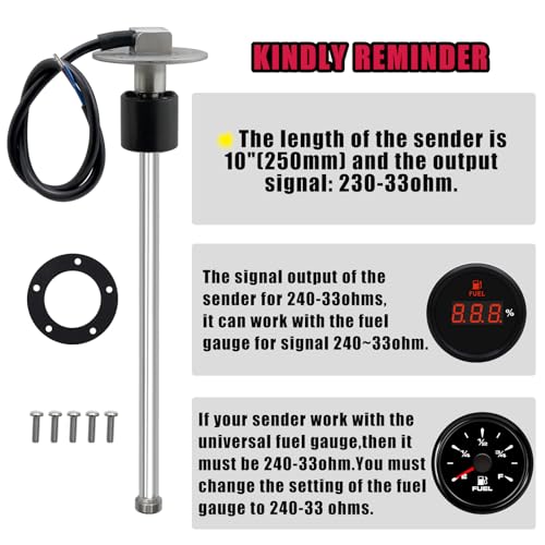 10 Marine Fuel Sending Units 24033 Ohms Boat Fuel Lever Sending Unit Fuel Gas