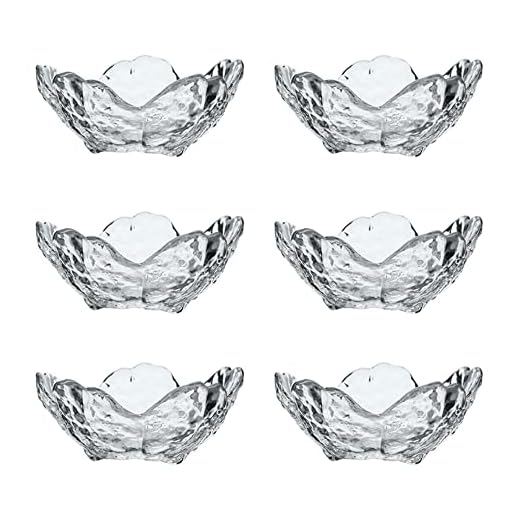 Vitbunana Japanese Seasoning Dishes 6Pcs, Cherry Blossom Appetizer Plate, Sushi Soy Dipping Bowl, Pink Dessert Bowl, Glass Appetizer Plates Serving Dish (Crystal)
