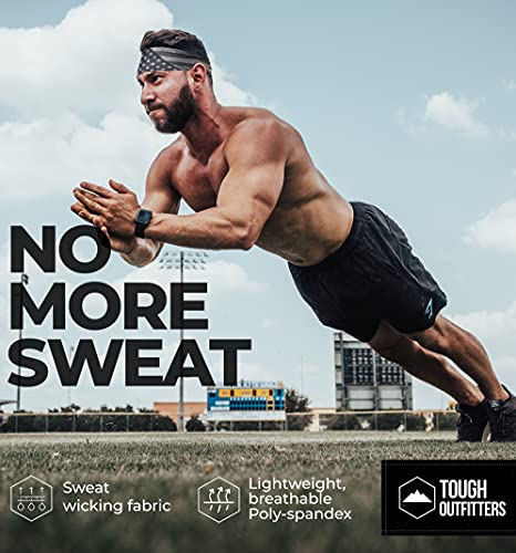 Mens Headband - Sports Running Sweat Head Bands - Athletic Sweatbands Hair Band for Workout, Basketball, Exercise, Gym, Cycling, Football, Tennis, Yoga - Performance Stretch Moisture Wicking Hairband