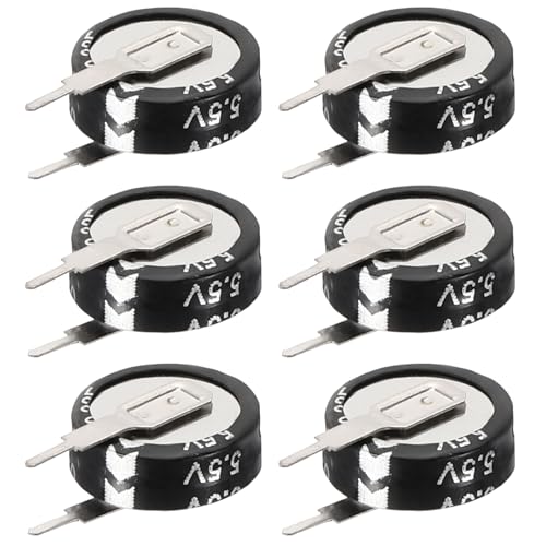 Image of PATIKIL 6 Pcs 5.5V Super Capacitors, 0.22F V-Shaped Button Capacitor High Energy Low Resistance High Consistency for AC Motor Power Display Screen Computer