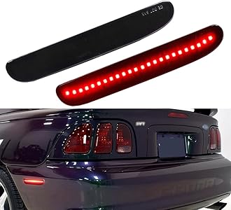 Full Red Led Light Black Smoked Lens kit Compatible With 1994 1995 1996 1997 1998 Ford Mustang V6 GT Cobra SVT Rear Bumper Side Marker Lamp