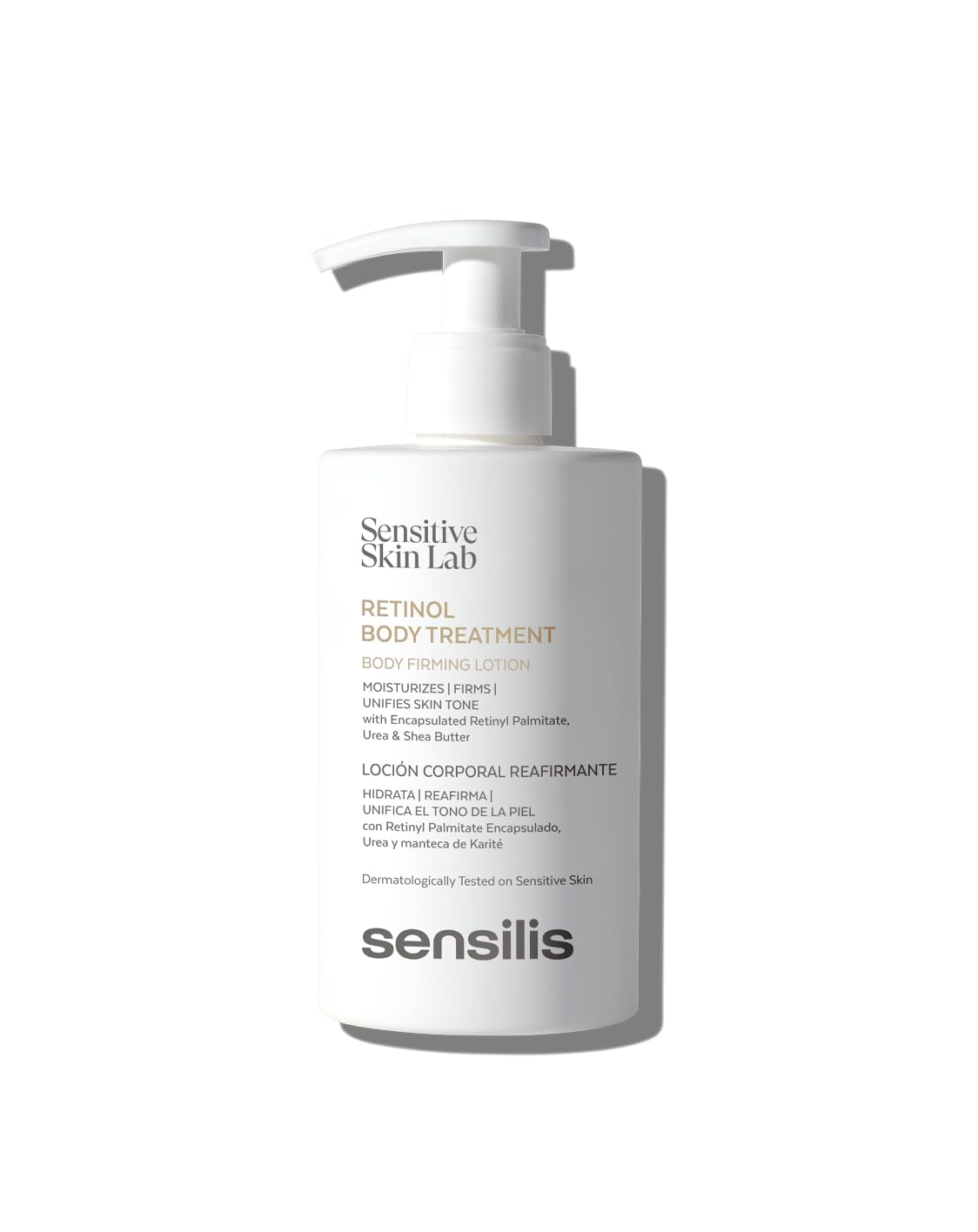 Sensilis - Retinol Body Treatment, Loción Corporal con Acción Reafirmante e Hidratante, Unifica el Tono, Aclara Manchas y Reduce las Arrugas, con Retinyl Palmitate, Apto para Pieles Sensibles - 200 ml