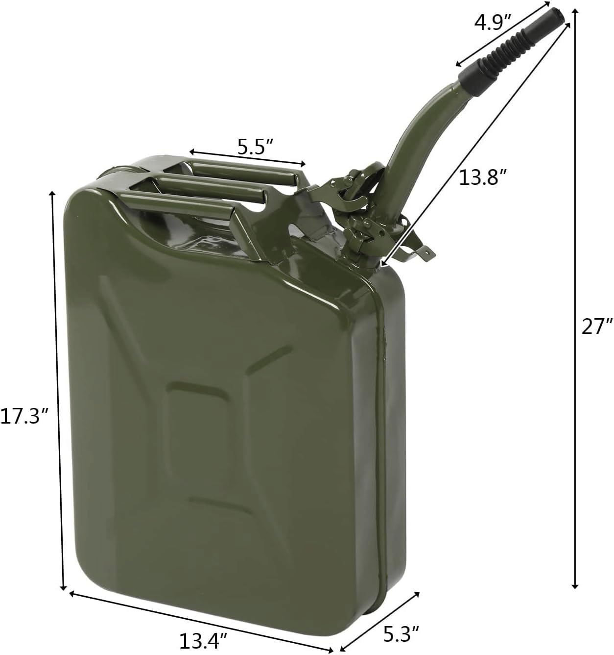 Benzinkanister & Dieselkanister Aus Metall | 20 Liter | 0,8 Mm Stahl | Kraftstoffkanister | Reservekanister | Mit UN-Zulassung & Bauart Geprüft | Mit 1 Ausgießer