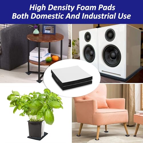 Image of Foam Padding Sheets with Adhesive Backing - Self Stick Neoprene Insulation Foam,4 PCS 1 /2 Inch Thick X 4 Inch Long X 4 Inch Wide - Closed Cell Foam Sheet Square Pad (4)
