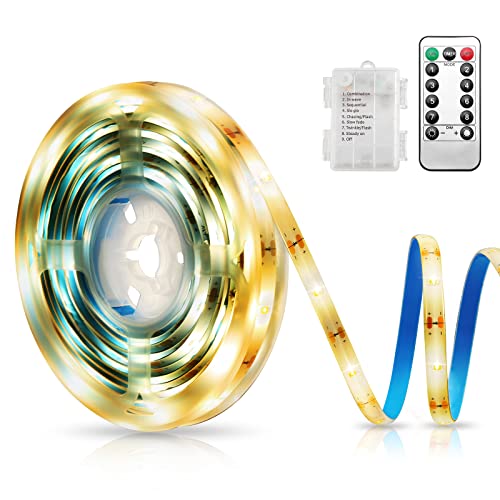 Ankilo Última batería de tira LED, 9.8 pies, funciona con pilas con mando a distancia, 90 LED, 8 modos de tiras impermeables con temporizador, Navidad, Halloween Cover