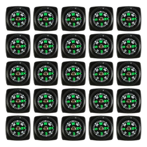 Laroal 25 Mini brújulas de Bolsillo para Senderismo, Camping, navegación al Aire Libre, orientación, aptas para Correas de Reloj, Pulseras, Correas de Mochila y más.