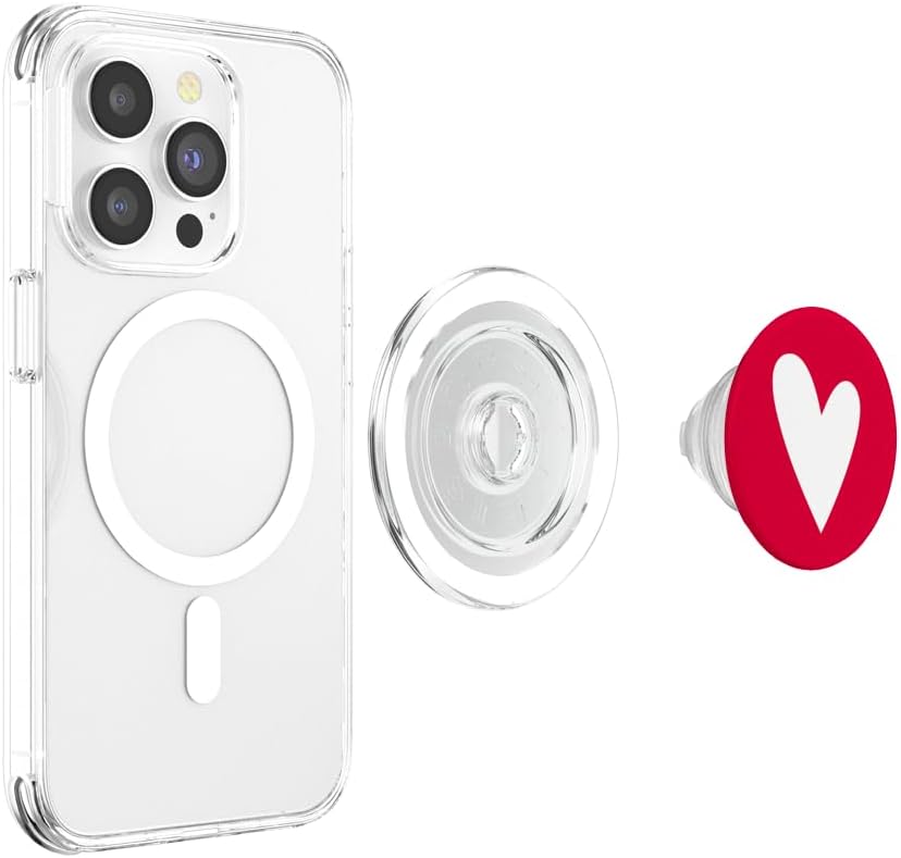 Red Heart Elegant Simple Love Valentines Day Pop Socket PopSockets PopGrip: Swappable Grip for Phones & Tablets PopSockets MagSafe PopGrip for iPhone