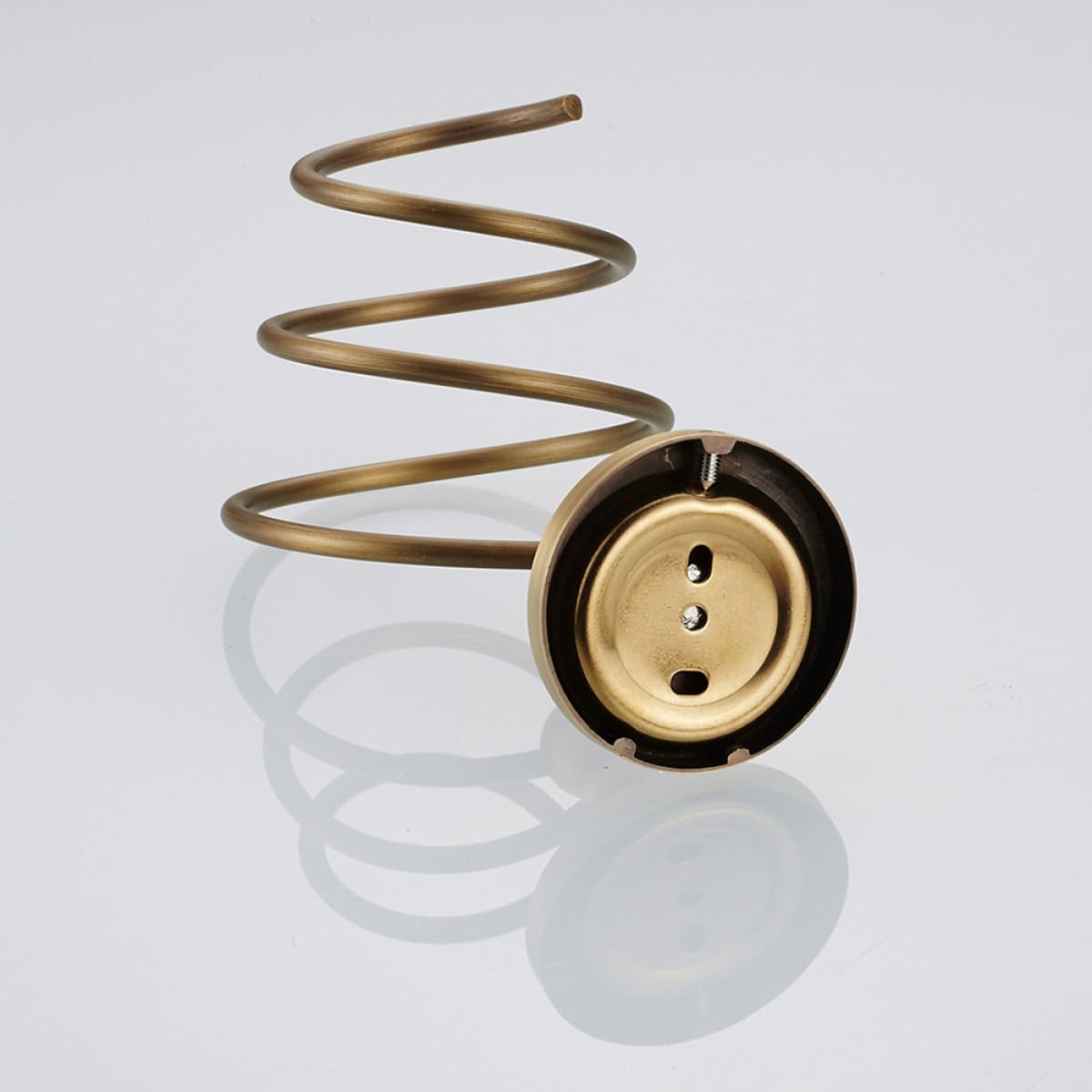 Porta Asciugacapelli da Muro in Ottone Stile Europeo Anticato | Base Rotonda, Spirale Decorativa, Finitura Oro, Adatto a Bagno e Camera da Letto