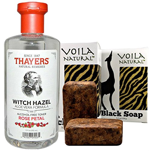 Black Soap and Thayers Alcohol-Free Rose Petal Witch Hazel With Aloe Vera Bundle
