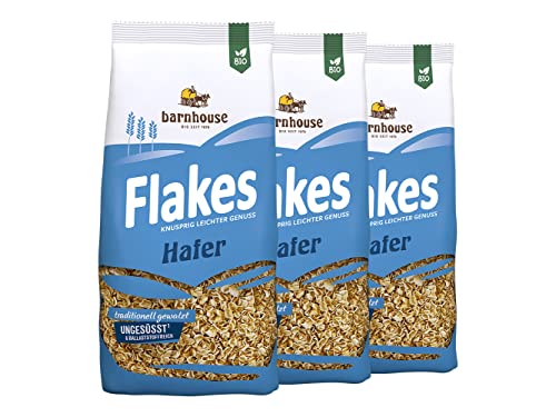 Barnhouse Flakes Hafer, knusprig geröstete Bio-Haferflocken, 3 x 275g