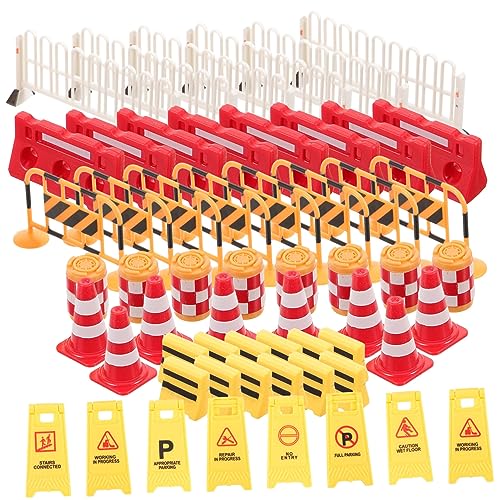 KESYOO 62Pcs Miniature Traffic Signs Road Sign for Learning Traffic Rules Interactive Construction Theme Plaything for Parent Engagement