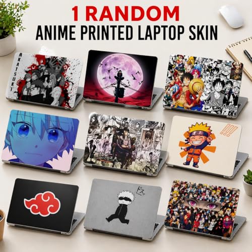 Image of Anime Printed Laptop Skin (Random Design) | Waterproof Vinyl Laptop Sticker | Scratch Resistant Cover for 13, 14, 15.6 Inch Laptops | Easy Apply & Remove