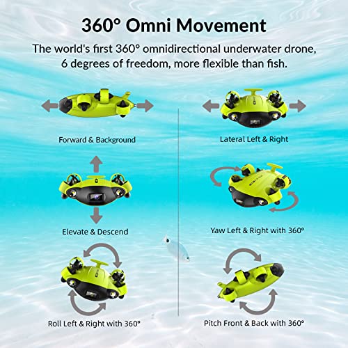 Fifish V6 Underwater Drone Kit With With Industrial Case, Qysea Ai Vision Lock 360° Omnidirectional Movement Underwater Rov With 4K Camera, Portable Robot With Vr Control, 166° Uwa ( 330Ft Dive) #TOP3