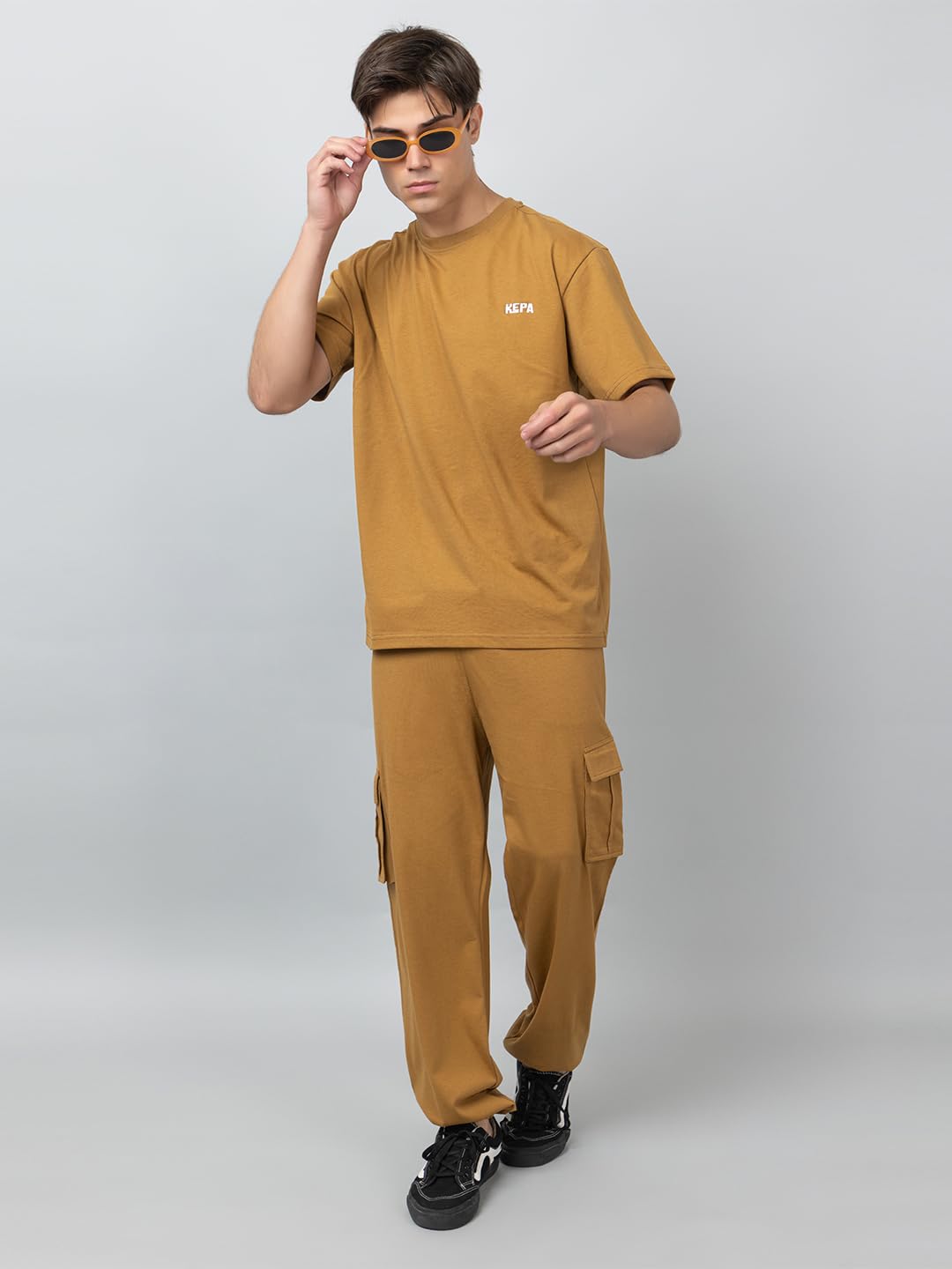 Kepa Cord Set for Men – Soft Cotton Co-ord Set with T-Shirt & Shorts | Night Dress, Summer Beachwear, Airport Outfit, Lightweight Comfort Fit Travel Wear Camel