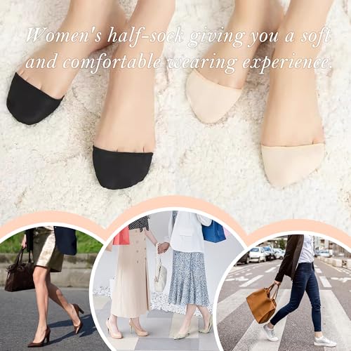 3Pairs Women's Toe Topper Liner Socks with Cushion,Toe Cover Half Socks,No Show Liner Half Socks For Heels Flat Shoes4