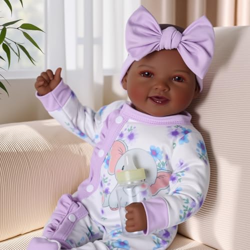 Muñeca Bebé Negra con Cuerpo Suave de 17 Pulgadas para Niños 3+ miniatura 1