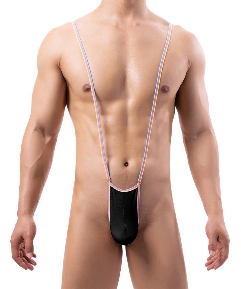 Rayson Tanga Hombre Halter V Sling Manikini Bragas Ropa Interior Jockstrap Elasticidad Borat Style Bañador Traje de Fiesta(Amarillo)