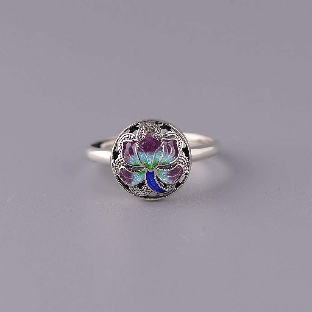HGJH Silberringe Damen 925,S925 Sterling Silber Pfingstrose Blume Ring Verstellbare Ringe Rund Retro Zeigefinger Ring Silber Ewigkeitsring Hochzeit Charme Schmuck Geschenke Für Männer Mädchen Damen