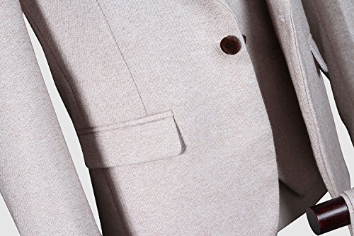Mens Ivory Tweed Herringbone Suit 3 Pieces One Button Single Breasted Blazer Wedding Slim Fit Tuxedos2