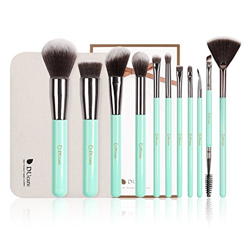 DUcare Makeup Brushes Foundation Blending Blush Concealer Eye Face Powder Cream Cosmetics Brushes Sets (11pcs, Mint Green)