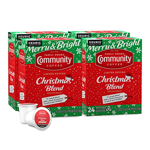 Image of Community Coffee Christmas Blend, Medium Roast 96 Count Coffee Pods, Compatible with Keurig K-Cup Brewers, 24 Count (Pack of 4)