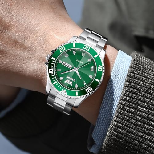 Image of OPK Watches for Men Diamond Roman Analog Mens Watches Waterproof Large Stainless Steel Men Wrist Watch Business Father Gift Watch Blue
