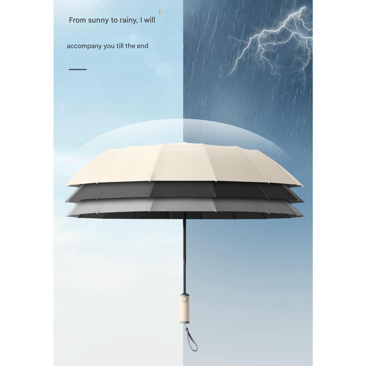 Regenschirm Windproof Starke Kompakte Falten Tragbare, Extra Große Automatische Offene Und Enge, Robuste Dauerhafte Mit 16 Rippen, Uv -Schutz-schwarz