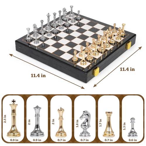 Set de Ajedrez Metálico con Tablero Mármol 11.5 Pulgadas miniatura 6