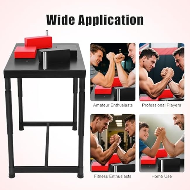 Professional Arm Wrestling Table, Armwrestling Training Equipment with 2 Elbow Pads Standard for Gyms Sports Arenas Homes Club Office